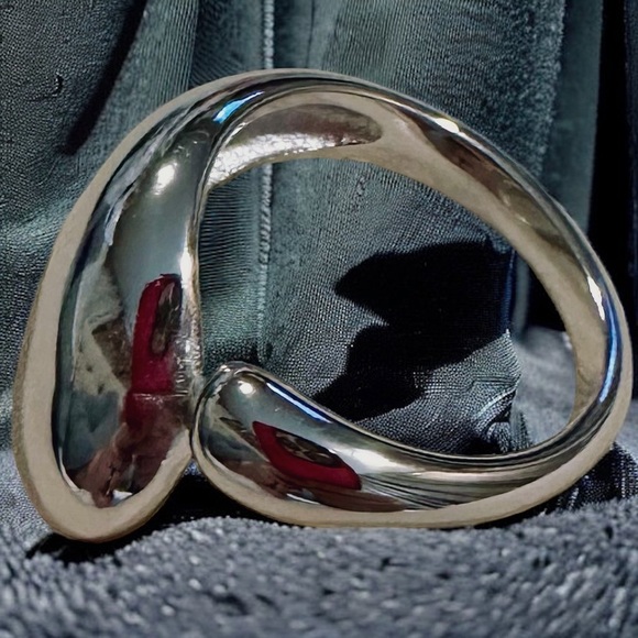 NEW 18K White Gold-Plated Stainless Steel Minimalist Exaggerated Drop Wrap Ring - Picture 4 of 9